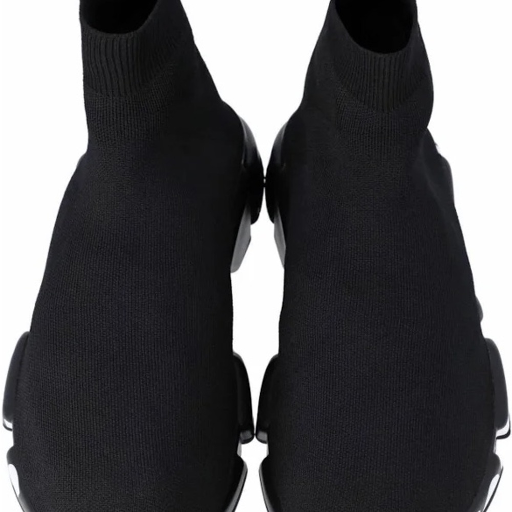 Balenciaga Speed Graffiti Trainers Black Knit Sneakers